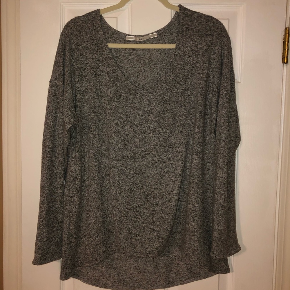 Gibson Yummy Fleece HiLo V-Neck sweater size LARGE
